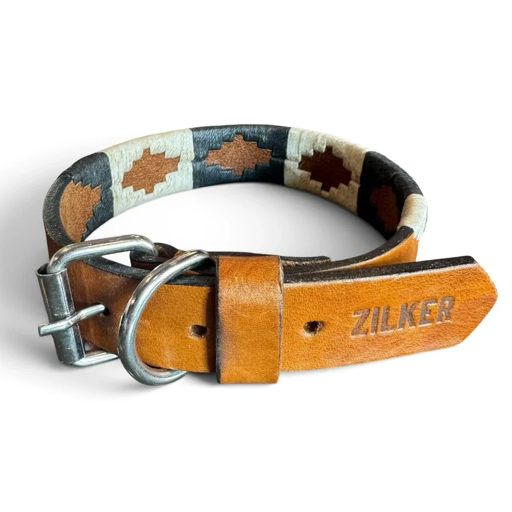 Zilker Antone's Dog Collar Size Medium Argentine Leather Artisan Gaucho NEW